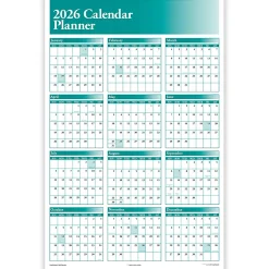 ComplyRight® 2026 Calendar Planner, 36" x 24", Green