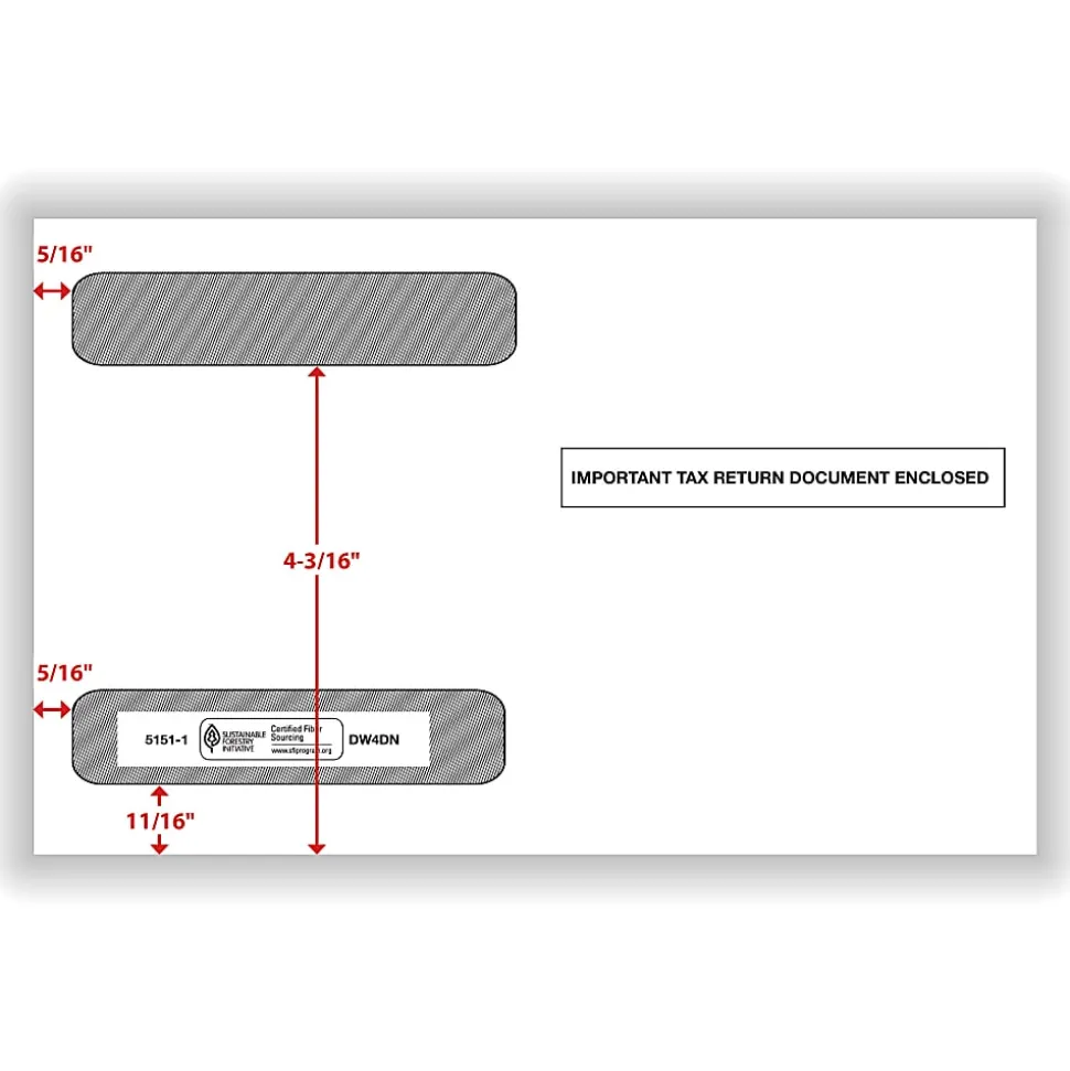ComplyRight® Double-Window Envelopes For W-2 (5218) Tax Forms, 5-5/8" x 9", Moisture-Seal, White, Pack Of 100 Envelopes