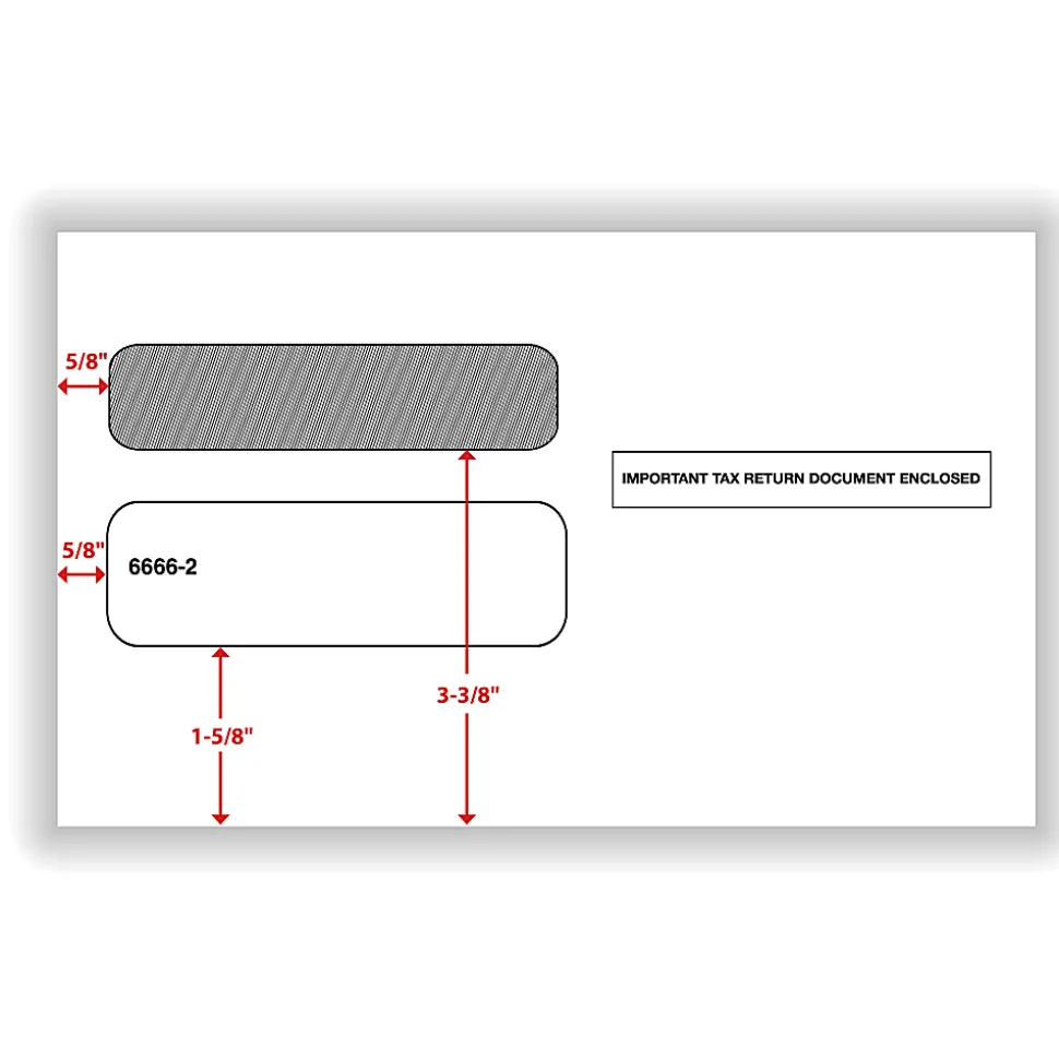 ComplyRight® Double-Window Envelopes For W-2 Laser And Continuous Tax Forms, 5-5/8" x 9-1/4", Self-Seal, White, Pack Of 50 Envelopes