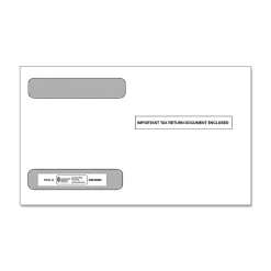 ComplyRight® Double-Window Envelopes For W-2 (5218) Tax Forms, 5-5/8" x 9", Self-Seal, White, Pack Of 100 Envelopes