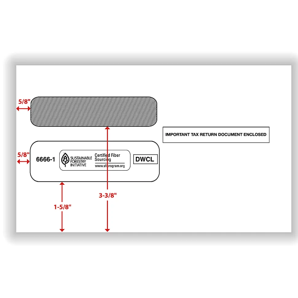 ComplyRight® Double-Window Envelopes For W-2 Tax Forms, 5-5/8" x 9-1/4", Moisture-Seal, White, Pack Of 100 Envelopes
