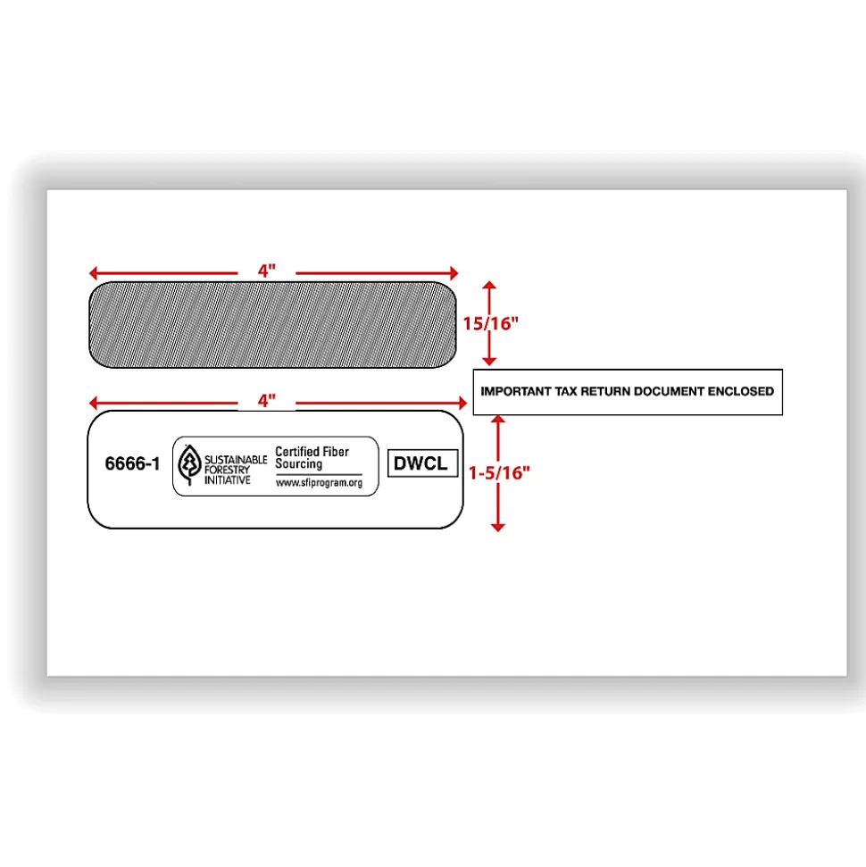 ComplyRight® Double-Window Envelopes For W-2 Tax Forms, 5-5/8" x 9-1/4", Moisture-Seal, White, Pack Of 100 Envelopes