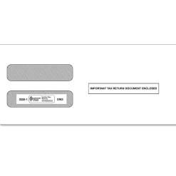ComplyRight® Double-Window Envelopes For W-2 (5210/5211) Tax Forms, 3-7/8" x 8-1/2", Moisture-Seal, White, Pack Of 100 Envelopes