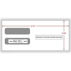 ComplyRight® Double-Window Envelopes For W-2 (5210/5211) Tax Forms, 3-7/8" x 8-1/2", Self-Seal, White, Pack Of 100 Envelopes