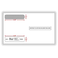 ComplyRight® Double-Window Envelopes For W-2 (5206 And 5208) Tax Forms, 5-5/8" x 9",  Moisture-Seal, White, Pack Of 100 Envelopes
