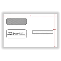 ComplyRight® Double-Window Envelopes For 2-Up 1099 Tax Forms, 5-5/8