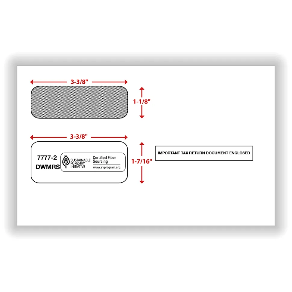 ComplyRight® Double-Window Envelopes For 2-Up 1099 Tax Forms, 5-5/8" x 9", Self-Seal, White, Pack Of 200 Envelopes