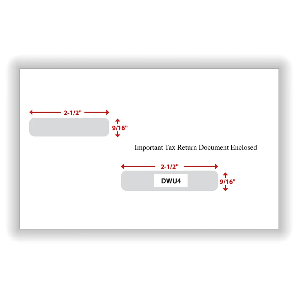 ComplyRight® Double-Window Envelopes For W-2/1099 (LU4) Tax Forms, 5-11/16" x 9", Moisture-Seal, White, Pack Of 100 Envelopes