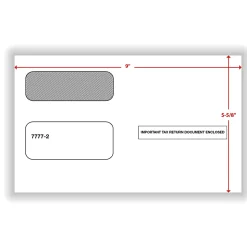 ComplyRight® Double-Window Tax Form Envelopes For Laser And Continuous 1099 Forms, 5-5/8" x 9", Self-Seal, White, Pack Of 50 Envelopes