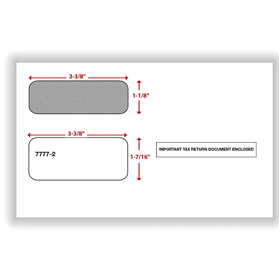 ComplyRight® Double-Window Tax Form Envelopes For Laser And Continuous 1099 Forms, 5-5/8" x 9", Self-Seal, White, Pack Of 50 Envelopes