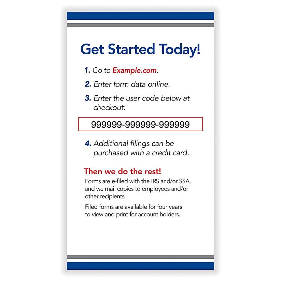 ComplyRight® FAST FILE Tax Filings For Small Business, W-2/1099, Card For 5 Tax Filings
