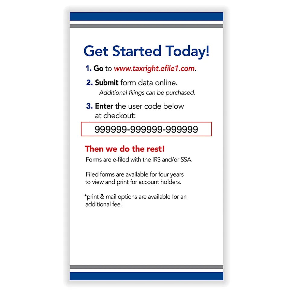 ComplyRight® FASTFILE Tax Filings For Small Business, W-2/1099, Card For 10 Tax Filings, PC/Mac