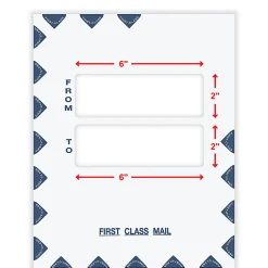 ComplyRight® First Class Double Window Tax Mailer Envelope, White/Blue, Self-Seal, 9-1/2" x 12", Pack of 50, PES45