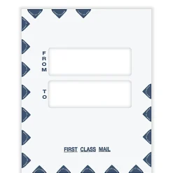 ComplyRight® First Class Double Window Tax Mailer Envelope, White/Blue, Self-Seal, 9-1/2