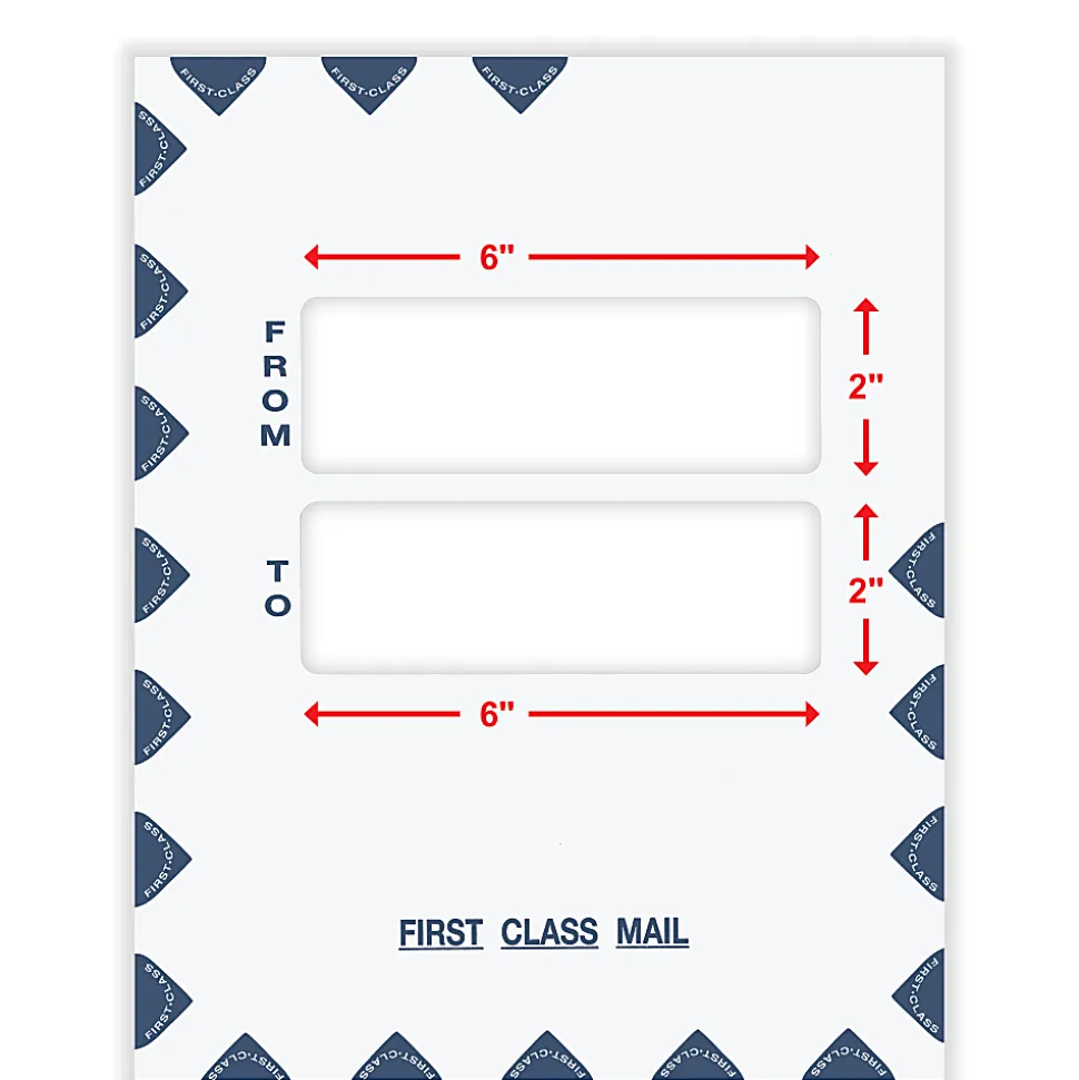 ComplyRight® First Class Double Window Tax Mailer Envelope, White/Blue, Self-Seal, 9-1/2" x 12", Pack of 50, PEO41