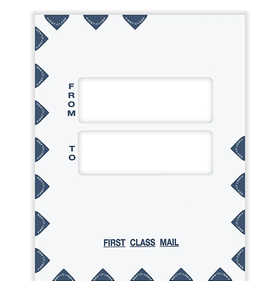 ComplyRight® First Class Double Window Tax Mailer Envelope, White/Blue, Self-Seal, 9-1/2" x 12", Pack of 50, PEO41