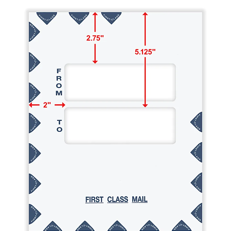 ComplyRight® First Class Double Window Tax Mailer Envelope, White/Blue, Self-Seal, 9-1/2" x 12", Pack of 50, PEO41