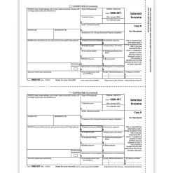 ComplyRight® 1099-INT Tax Forms, 2-Up, Recipient Copy B, 8-1/2" x 11", Pack Of 100 Forms