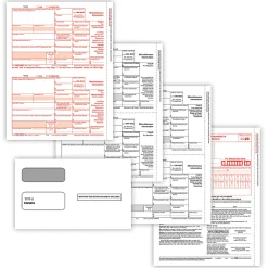 ComplyRight® 1099-MISC Tax Forms Set, 4-Part, 2-Up, Copies A, B, State/File, State/File, 8-1/2" x 11", Pack Of 25 Forms And Envelopes