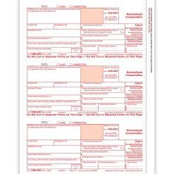 ComplyRight® 1099-NEC Tax Forms, Federal Copy A, 3-Up, 8-1/2" x 11", Pack Of 75 Forms