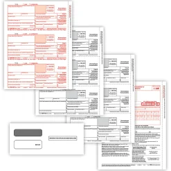 ComplyRight® 1099-NEC Tax Forms Set, 5-Part, 3-Up, Copies A/B/C, 8-1/2" x 11", with Envelopes, Pack Of 100