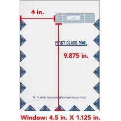 ComplyRight Right-Window Jumbo Envelopes For CMS-1500 Health Insurance Forms, NO Wording, Self-Seal, White, 9
