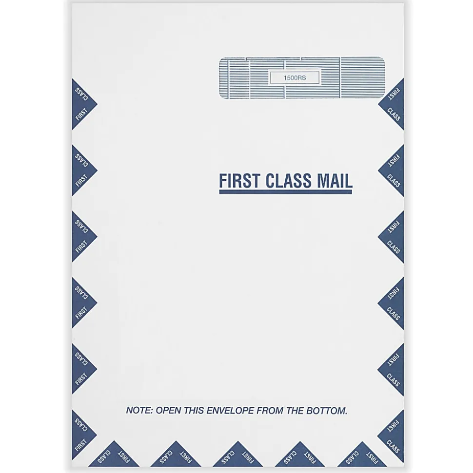 ComplyRight Right-Window Jumbo Envelopes For CMS-1500 Health Insurance Forms, NO Wording, Self-Seal, White, 9" x 12-1/2", Pack Of 500