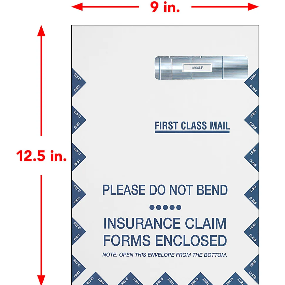 ComplyRight Right-Window Jumbo Envelopes For CMS-1500 Health Insurance Forms, Self-Seal, White, 9" x 12-1/2", Pack Of 500