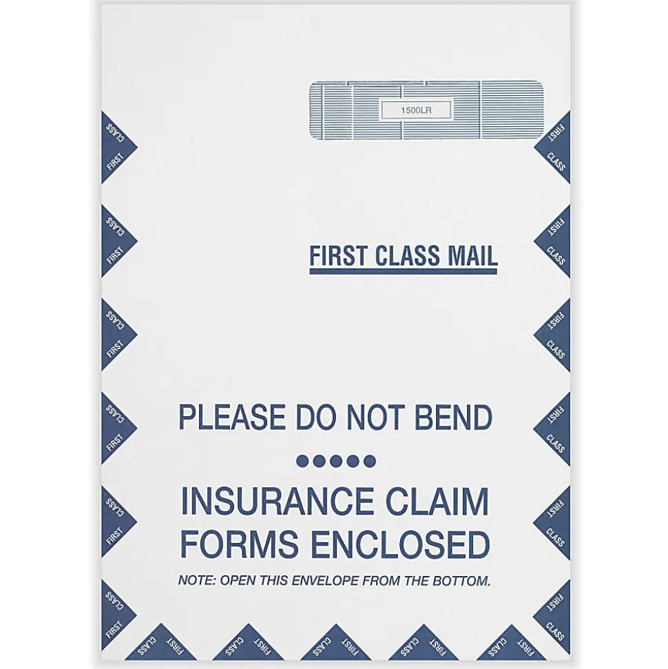 ComplyRight Right-Window Jumbo Envelopes For CMS-1500 Health Insurance Forms, Self-Seal, White, 9" x 12-1/2", Pack Of 500