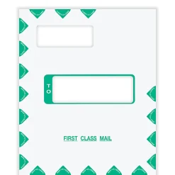 ComplyRight® Tax Mailer Envelope, Double Offset Windows, White/Green, Self-Seal, 9-5/8