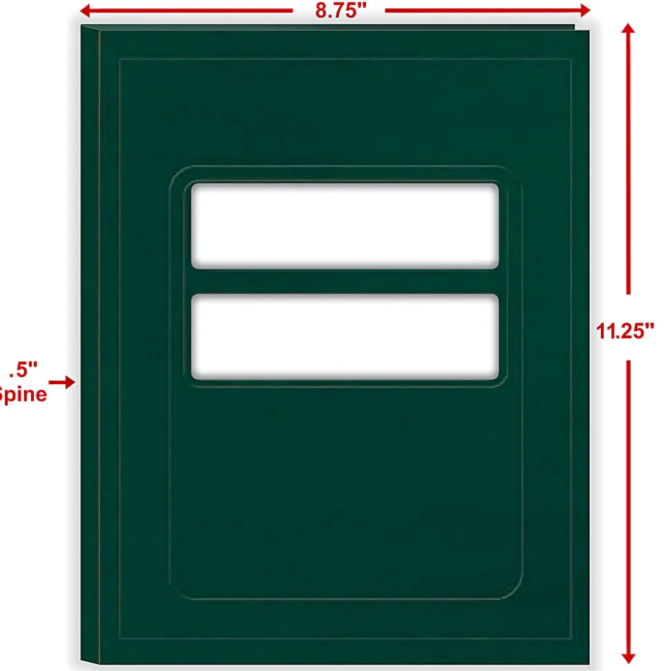 ComplyRight® Tax Presentation Folder, Double Windows, 1/2" Spine, Single Pocket, Green, 8-3/4" x 11-1/4", Pack of 50