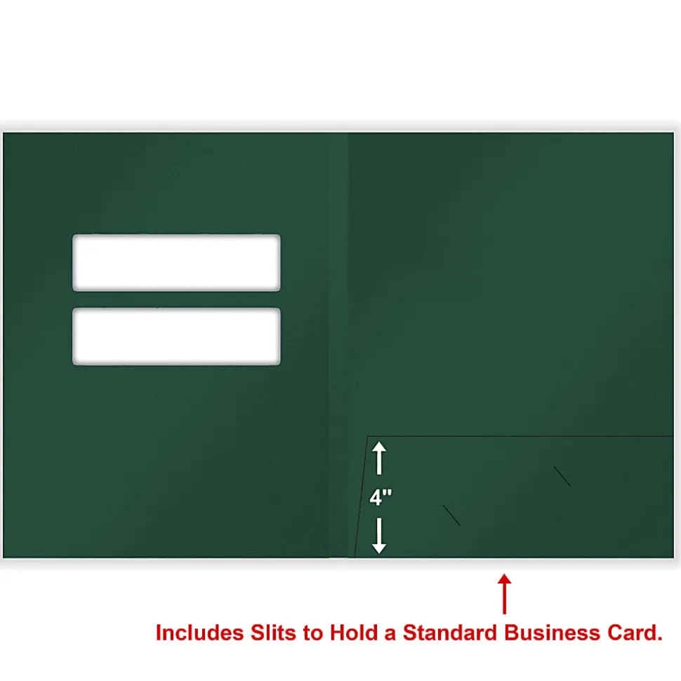 ComplyRight® Tax Presentation Folder, Double Windows, 1/2" Spine, Single Pocket, Green, 8-3/4" x 11-1/4", Pack of 50