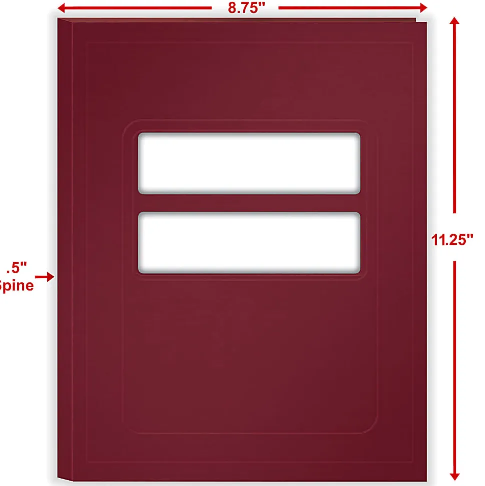 ComplyRight® Tax Presentation Folder, Double Windows, 1/2" Spine, Single Pocket, Burgundy, 8-3/4" x 11-1/4", Pack of 50