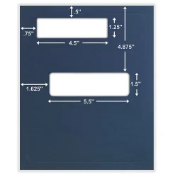 ComplyRightĀ® Tax Presentation Folder, Double Offset Windows, 1/2" Spine, Single Pocket, Navy Blue, 8-3/4" x 11-1/4", Pack of 50