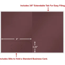 ComplyRight® Tax Presentation Folder, One Pocket, Spine, Extendable Tab and BC Slot, Burgundy, 9