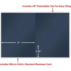 ComplyRight® Tax Presentation Folder, One Pocket, Spine, Extendable Tab and BC Slot, Navy Blue, 9