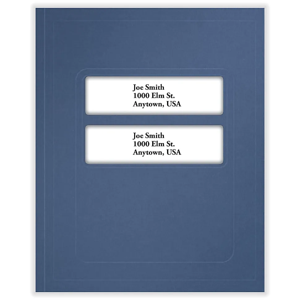 ComplyRight® Tax Presentation Folder, Double Windows, Midnight Blue, 8-3/4" x 11-1/4", Pack of 50