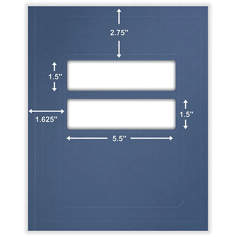 ComplyRight® Tax Presentation Folder, Double Windows, Midnight Blue, 8-3/4" x 11-1/4", Pack of 50