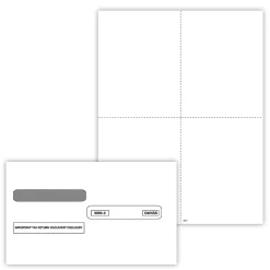 ComplyRight® W-2/1099 Blank Tax Form Set with Envelopes, Recipient Copy Only (No Backer), 4-Up (Box), Pack of 50