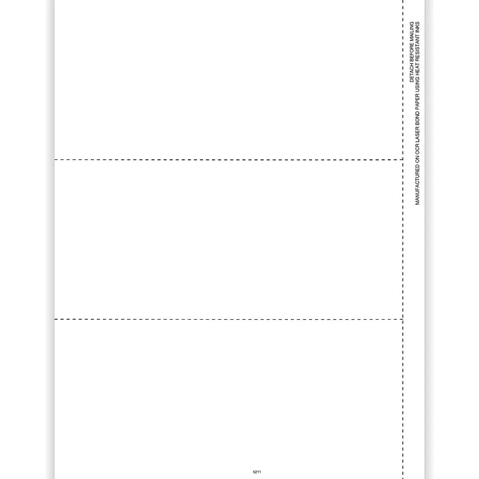 ComplyRight® W-2 Blank Tax Forms, 3-Up (Horizontal Format), With Backer Instructions and Stub, 8-1/2" x 11", Pack Of 50 Forms