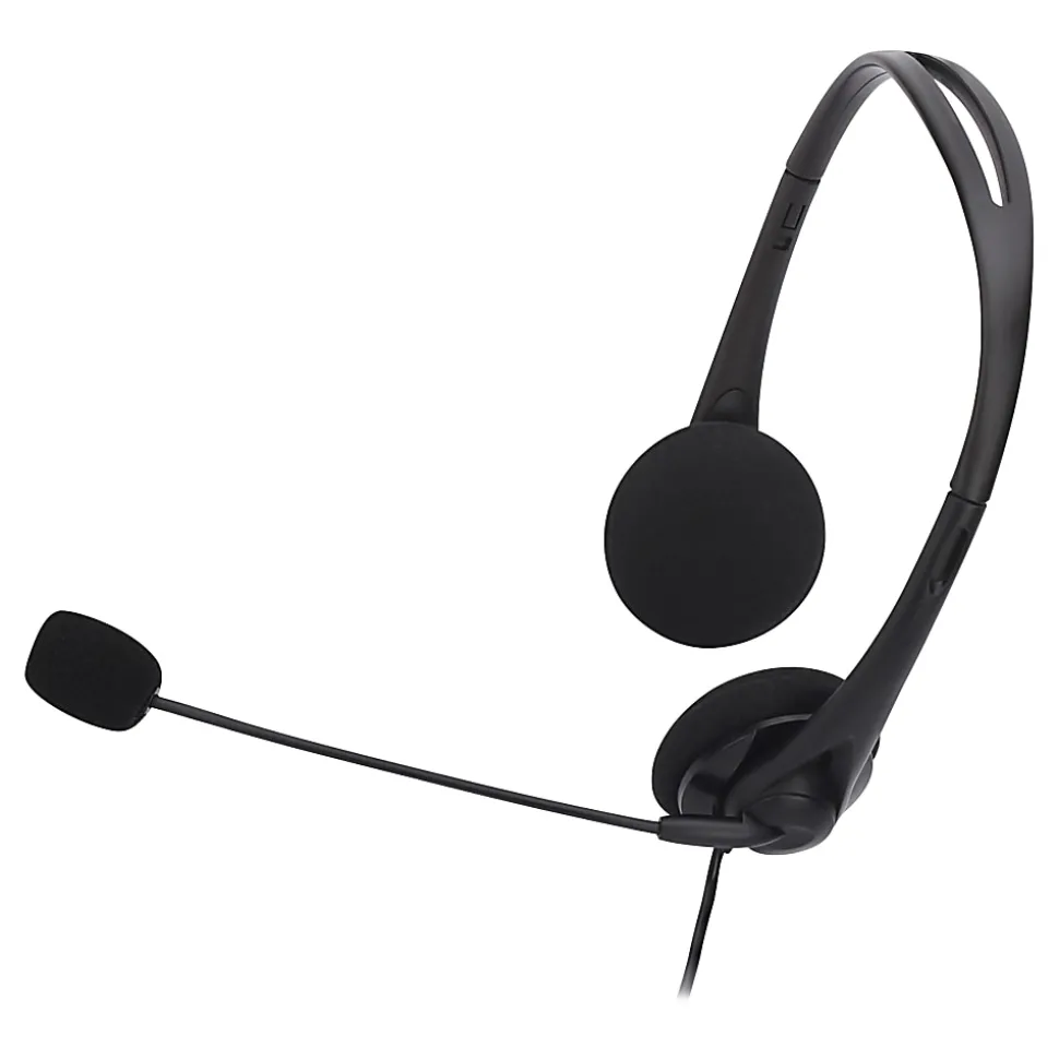 Compucessory Lightweight Stereo Headphones with Mic - Stereo - Mini-phone (3.5mm) - Wired - 32 Ohm - 20 Hz - 15154