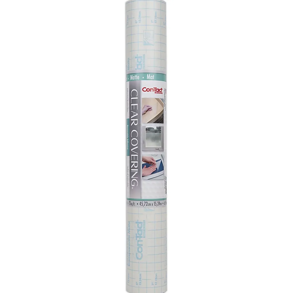 Con-Tact Clear Cover Adhesive Coverings Roll, 18" x 50', Clear Matte