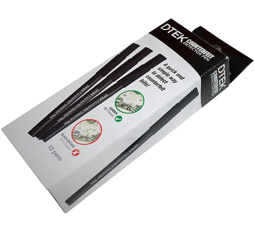 Control Group D-TEK Counterfeit Detector Pens, Black, Pack Of 12 Pens