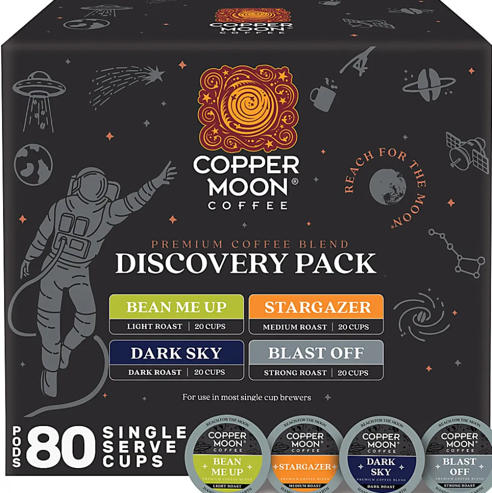 Copper Moon Single-Serve Coffee Pods for Keurig K-Cup Brewers, 4 Variety Discovery Pack, 20 Pods Each Blend, 80 Count