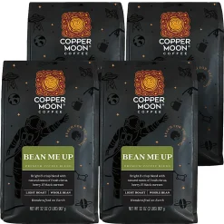 Copper Moon Whole Bean Coffee, Medium Roast, Bean Me Up Blend, 4 Bags (2 lbs Each)