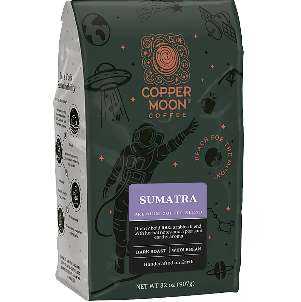 Copper Moon Whole Bean Coffee, Dark Roast, Sumatra Blend, 4 Bags (2 lbs. Each)