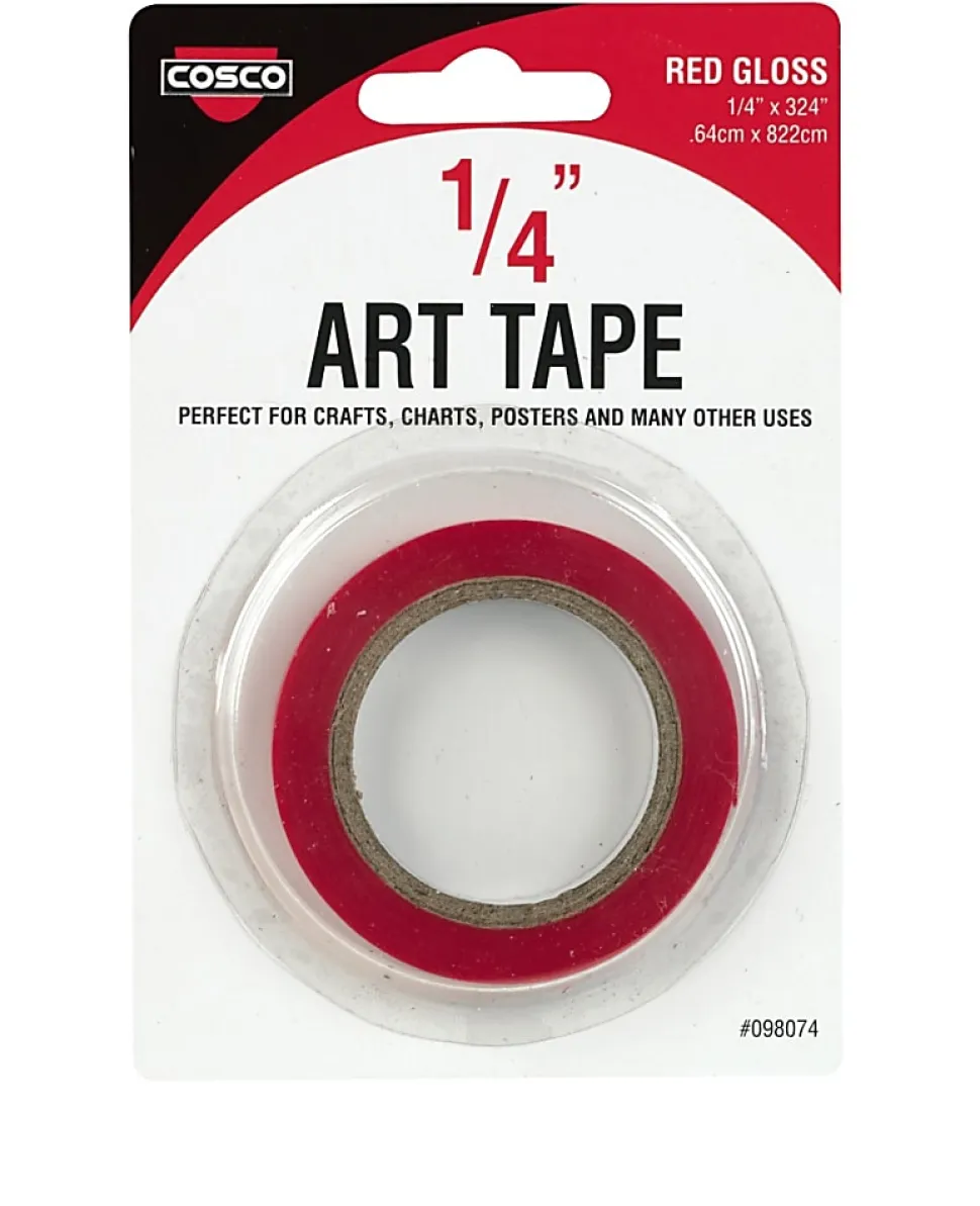 COSCO Art Tape, 1/4"W, Gloss Red