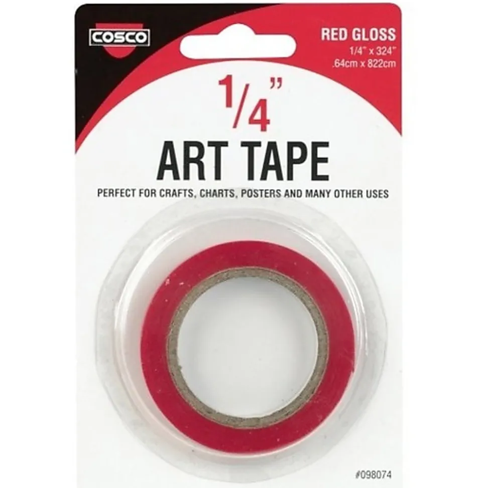 COSCO Art Tape, 1/4"W, Gloss Red