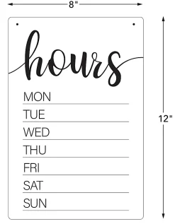 COSCO® Dry-Erase Hours Sign, 8" x 12", White