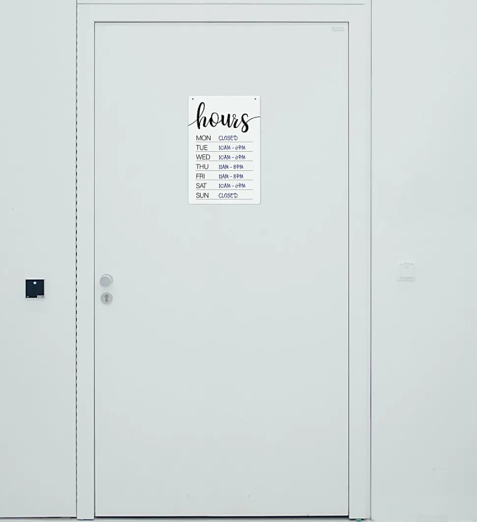 COSCO® Dry-Erase Hours Sign, 8" x 12", White